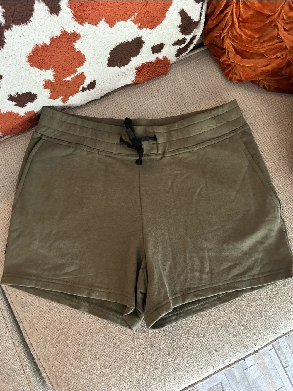 Stance Shelter Butter Blend Womens Shorts Small Green Fleece Drawstring Pockets